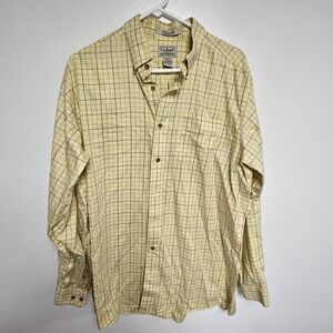 L.L. Bean Shirt Mens Large Tall Yellow Checkered Long Sleeve Button Down